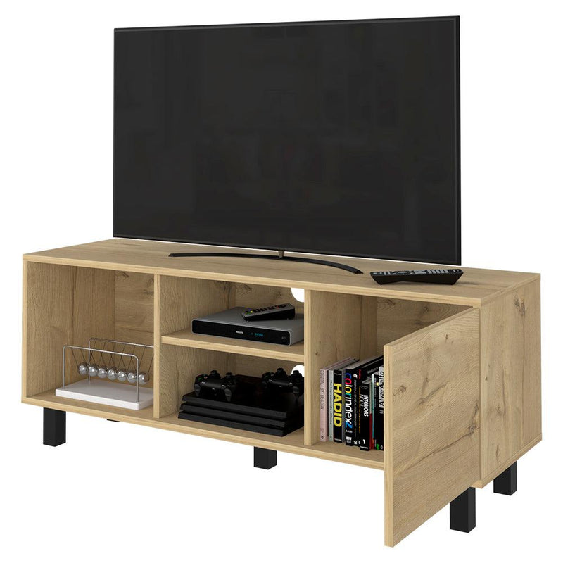 Tv Stand for TV´s up 43" Three Open Shelves Fredericia, One Cabinet, Light Oak Finish - Supfirm