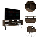 Tv Stand for TV´s up 52" Bull, Three Open Shelves, Two Flexible Drawers, Dark Walnut Finish - Supfirm