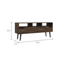 Tv Stand for TV´s up 52" Bull, Three Open Shelves, Two Flexible Drawers, Dark Walnut Finish - Supfirm