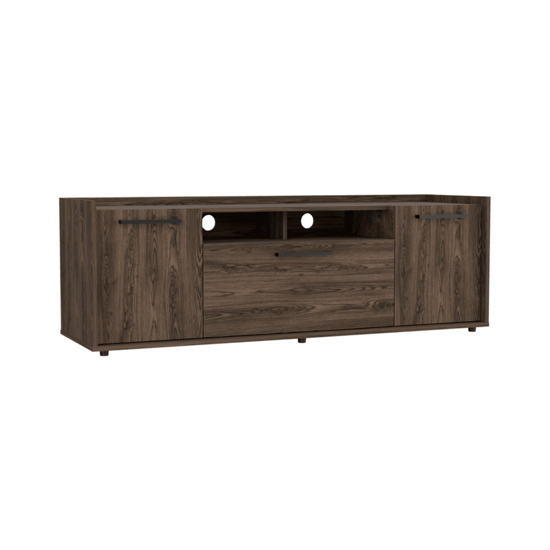 Tv Stand for TV´s up 55" Dext, One Cabinet, Double Door, Dark Walnut Finish - Supfirm