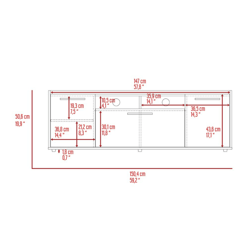 Tv Stand for TV´s up 55" Dext, One Cabinet, Double Door, Dark Walnut Finish - Supfirm