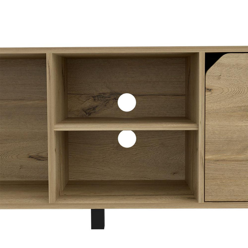 TV Stand for TV´s up 70" Estocolmo, Four Open Shelves, Light Oak Finish - Supfirm