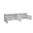 TV Stand High Gloss Doors Modern TV Stand LED (White) - Supfirm