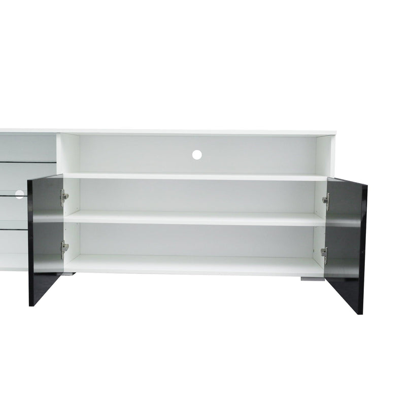 TV Stand High Gloss Doors Modern TV Stand LED(White/Black) - Supfirm