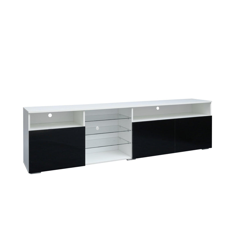 TV Stand High Gloss Doors Modern TV Stand LED(White/Black) - Supfirm