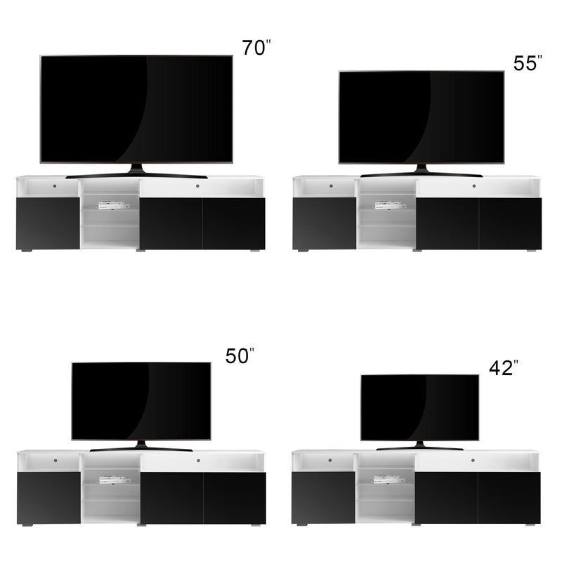 TV Stand High Gloss Doors Modern TV Stand LED(White/Black) - Supfirm