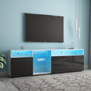 TV Stand High Gloss Doors Modern TV Stand LED(White/Black) - Supfirm