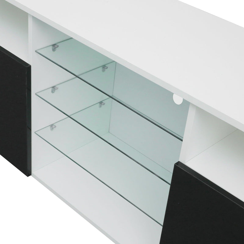 TV Stand High Gloss Doors Modern TV Stand LED(White/Black) - Supfirm