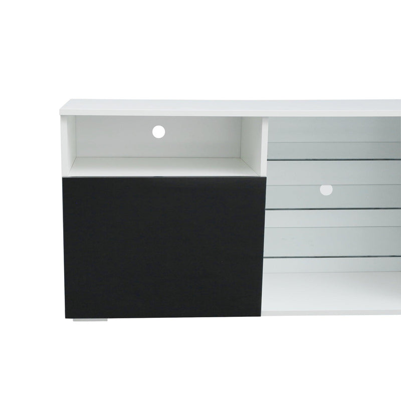 TV Stand High Gloss Doors Modern TV Stand LED(White/Black) - Supfirm