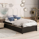 Twin Bed with 2 Drawers, Solid Wood, No Box Spring Needed ,Espresso - Supfirm