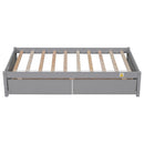 Twin Bed with 2 Drawers, Solid Wood, No Box Spring Needed ,Grey - Supfirm