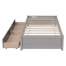 Twin Bed with 2 Drawers, Solid Wood, No Box Spring Needed ,Grey - Supfirm