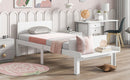 Twin Bed with Footboard Bench ,White - Supfirm