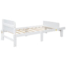 Twin Bed with Footboard Bench ,White - Supfirm