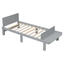 Twin Bed with Footboard Bench,Grey - Supfirm