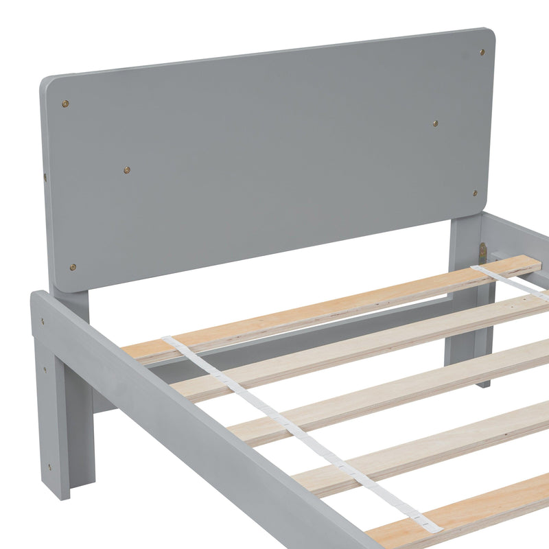 Twin Bed with Footboard Bench,Grey - Supfirm