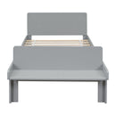 Twin Bed with Footboard Bench,Grey - Supfirm