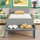 Twin Bed with Footboard Bench,Grey - Supfirm