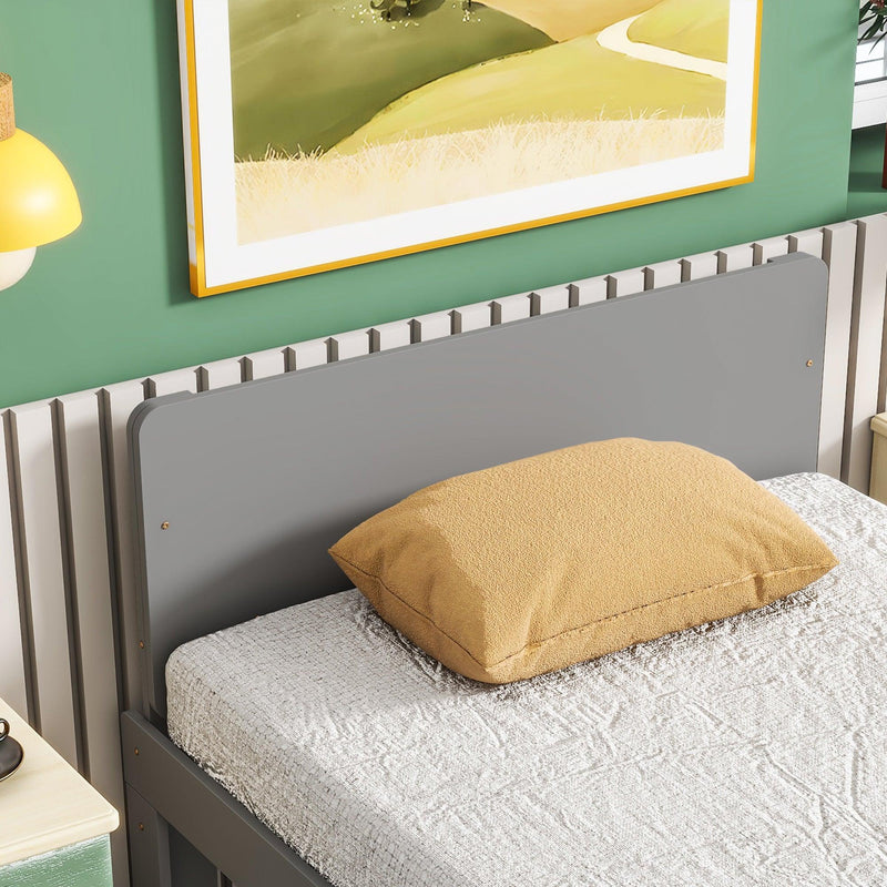 Twin Bed with Footboard Bench,Grey - Supfirm