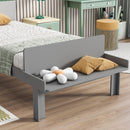 Twin Bed with Footboard Bench,Grey - Supfirm