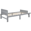 Twin Bed with Footboard Bench,Grey - Supfirm