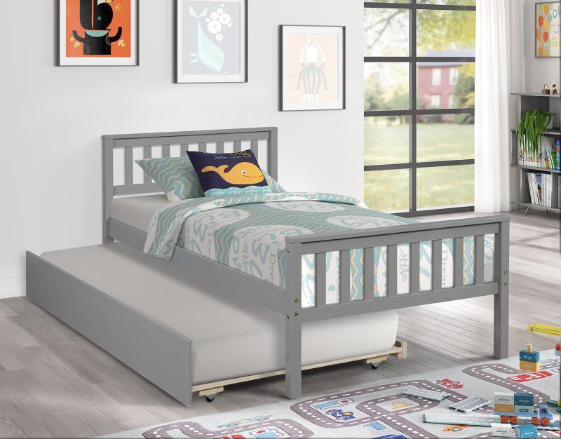 Twin Bed with Trundle, Platform Bed Frame with Headboard and Footboard, for Bedroom Small Living Space,No Box Spring Needed,Grey - Supfirm