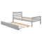 Twin Bed with Trundle, Platform Bed Frame with Headboard and Footboard, for Bedroom Small Living Space,No Box Spring Needed,Grey - Supfirm