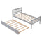 Twin Bed with Trundle, Platform Bed Frame with Headboard and Footboard, for Bedroom Small Living Space,No Box Spring Needed,Grey - Supfirm