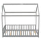 Twin House Bed with Guardrails, Slats ,Grey - Supfirm