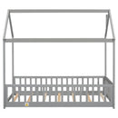 Twin House Bed with Guardrails, Slats ,Grey - Supfirm