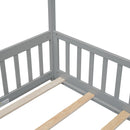 Twin House Bed with Guardrails, Slats ,Grey - Supfirm