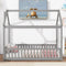 Twin House Bed with Guardrails, Slats ,Grey - Supfirm