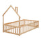 Twin House-Shaped Headboard Floor Bed with Fence
,Natural - Supfirm