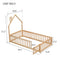 Twin House-Shaped Headboard Floor Bed with Fence
,Natural - Supfirm