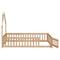 Twin House-Shaped Headboard Floor Bed with Fence
,Natural - Supfirm