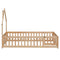 Twin House-Shaped Headboard Floor Bed with Fence
,Natural - Supfirm