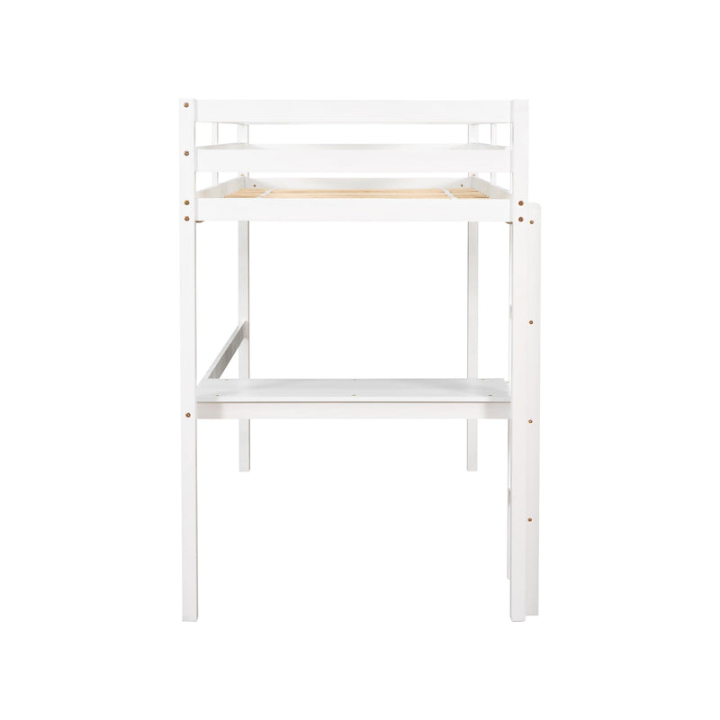 Twin Loft Bed with built-in desk,White - Supfirm