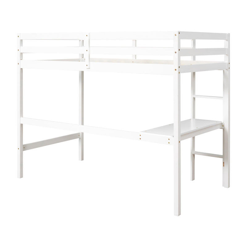 Twin Loft Bed with built-in desk,White - Supfirm