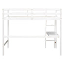 Twin Loft Bed with built-in desk,White - Supfirm