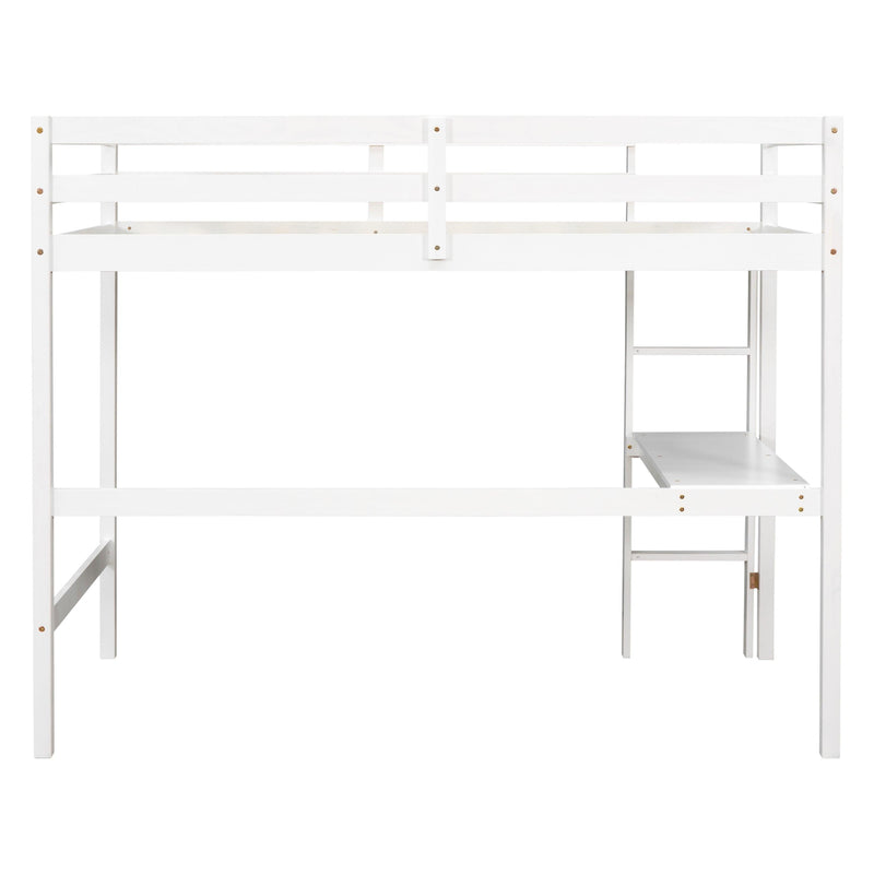 Twin Loft Bed with built-in desk,White - Supfirm