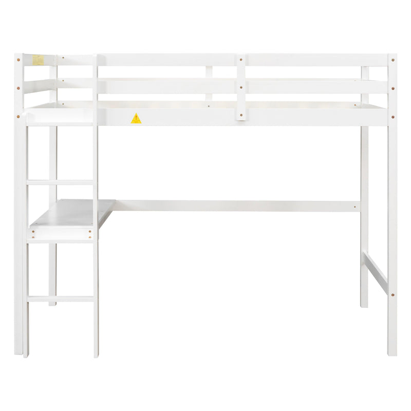 Twin Loft Bed with built-in desk,White - Supfirm