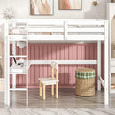 Twin Loft Bed with built-in desk,White - Supfirm