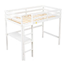 Twin Loft Bed with built-in desk,White - Supfirm