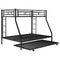 Twin over Full Bed with Sturdy Steel Frame, Bunk Bed with Twin Size Trundle, Two-Side Ladders, Black(OLD SKU:MF194424AAB) - Supfirm