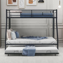 Twin over Full Bed with Sturdy Steel Frame, Bunk Bed with Twin Size Trundle, Two-Side Ladders, Black(OLD SKU:MF194424AAB) - Supfirm