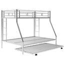 Twin over Full Bed with Sturdy Steel Frame, Bunk Bed with Twin Size Trundle, Two-Side Ladders, Silver(OLD SKU:MF194424AAN) - Supfirm