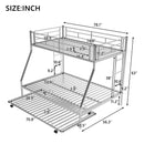 Twin over Full Bed with Sturdy Steel Frame, Bunk Bed with Twin Size Trundle, Two-Side Ladders, Silver(OLD SKU:MF194424AAN) - Supfirm