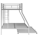 Twin over Full Bed with Sturdy Steel Frame, Bunk Bed with Twin Size Trundle, Two-Side Ladders, Silver(OLD SKU:MF194424AAN) - Supfirm