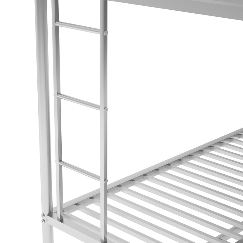 Twin over Full Bed with Sturdy Steel Frame, Bunk Bed with Twin Size Trundle, Two-Side Ladders, Silver(OLD SKU:MF194424AAN) - Supfirm