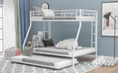 Twin over Full Bed with Sturdy Steel Frame, Bunk Bed with Twin Size Trundle, Two-Side Ladders, White(OLD SKU:MF194424AAK) - Supfirm